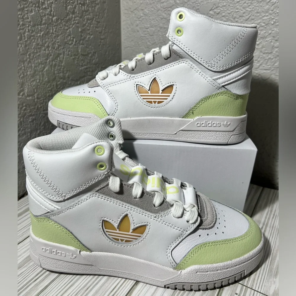 Adidas Drop Step XL Women’s high top shoes sneakers White Lime size 4.5 GZ1582